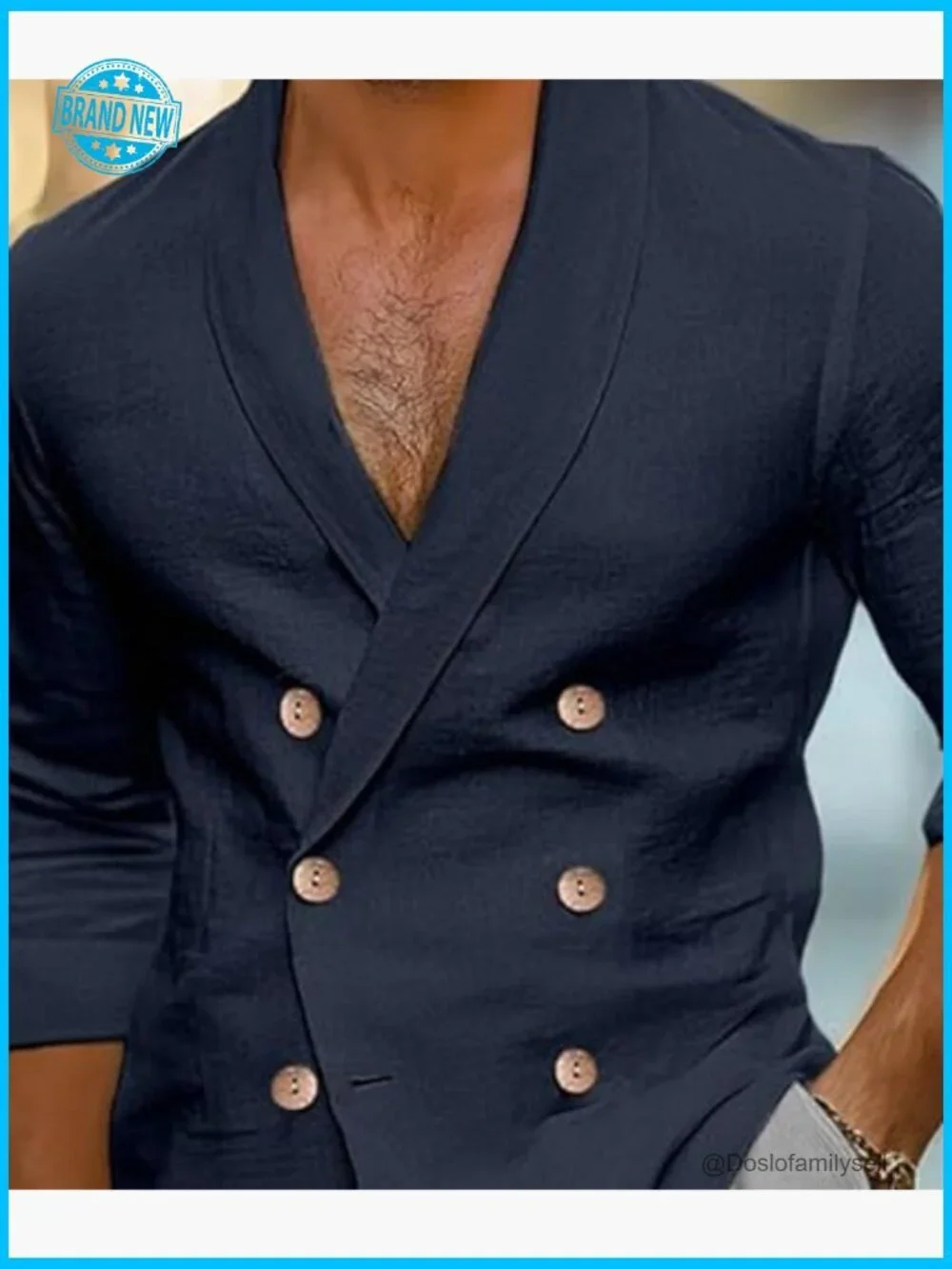Linen Blazer Double Breasted Shawl Collar Slim Fit Classic Retro Beach Vacation